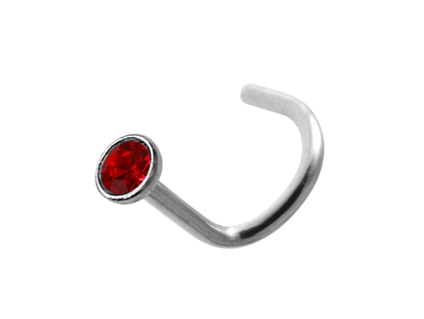 Titanium Nose Studs, Nose Ring - 18G Nostril Screw Ring with Inlay Bezel Setting 2.5mm Crystal Nose Piercing, Nose Jewelry - Length 8mm