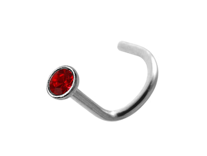 Titanium Nose Studs, Nose Ring - 18G Nostril Screw Ring with Inlay Bezel Setting 2.5mm Crystal Nose Piercing, Nose Jewelry - Length 8mm