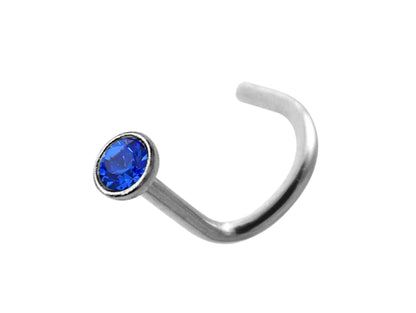 Titanium Nose Studs, Nose Ring - 18G Nostril Screw Ring with Inlay Bezel Setting 2.5mm Crystal Nose Piercing, Nose Jewelry - Length 8mm