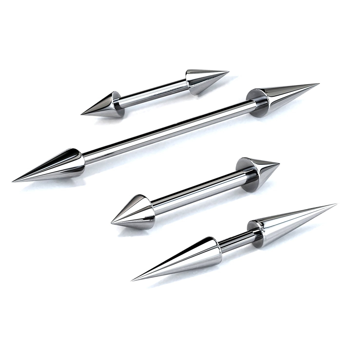 Titanium Spike Barbell, Industrial Piercing Spike – Cone Spike Straight Barbell  16g, 14g (1.2 & 1.6mm) – Nipple, Cartilage, Ear Piercing