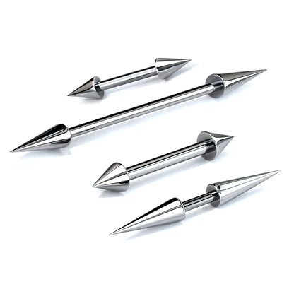 Titanium Spike Barbell, Industrial Piercing Spike – Cone Spike Straight Barbell  16g, 14g (1.2 & 1.6mm) – Nipple, Cartilage, Ear Piercing