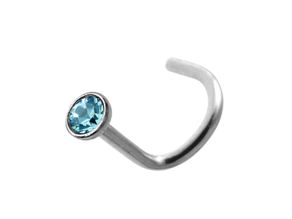 Titanium Nose Studs, Nose Ring - 18G Nostril Screw Ring with Inlay Bezel Setting 2.5mm Crystal Nose Piercing, Nose Jewelry - Length 8mm