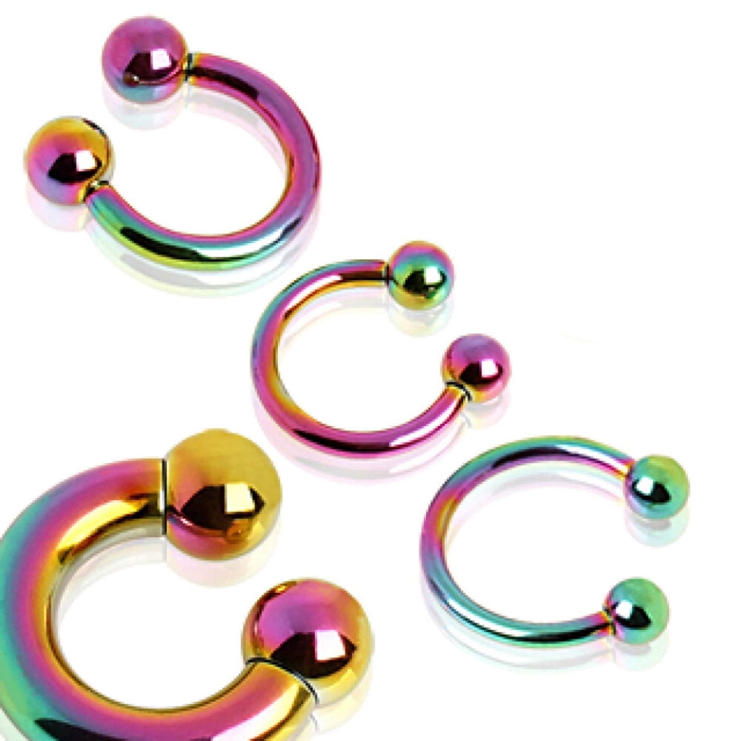 Horseshoe Earrings, Rainbow Nose Ring - Horseshoe Septum Ring - 00G, 0G, 1G, 2G, 4G, 6G, 8G, 10G, 12G, 14G 16G, 18G - Size 6mm to 19mm