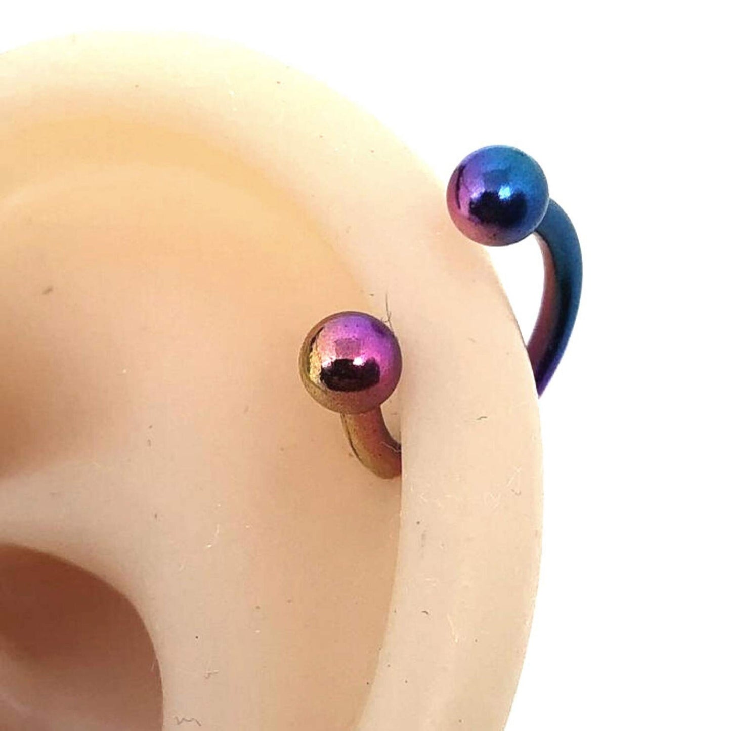Horseshoe Earrings, Rainbow Nose Ring - Horseshoe Septum Ring - 00G, 0G, 1G, 2G, 4G, 6G, 8G, 10G, 12G, 14G 16G, 18G - Size 6mm to 19mm