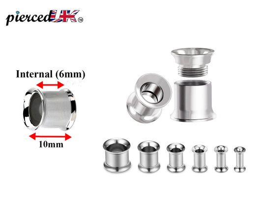 Steel Plugs, Double Flare Tunnels - Surgical Steel Plugs Earrings Threaded Piercing Tunnel for Ear Lobe Earring, Body Modification