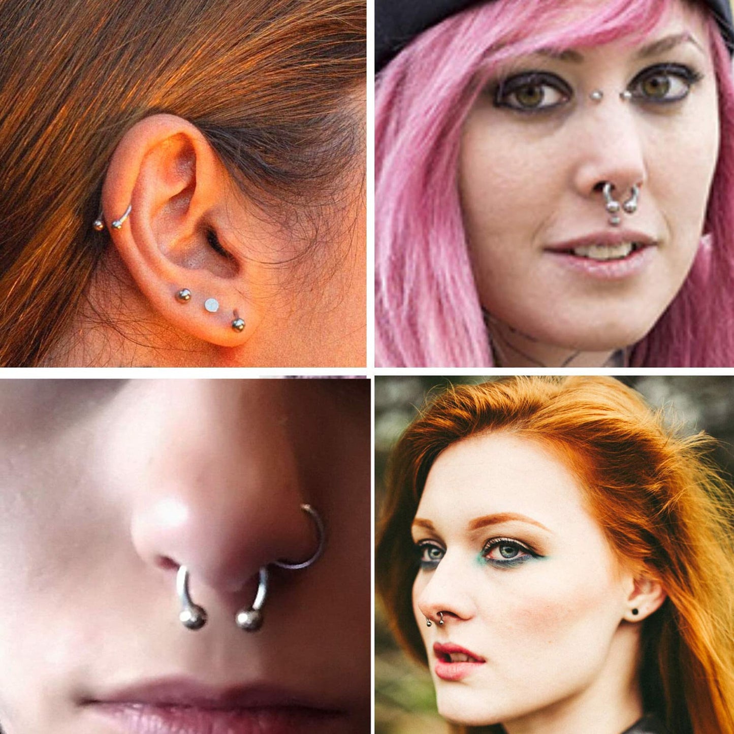 Horseshoe Earrings, Rainbow Nose Ring - Horseshoe Septum Ring - 00G, 0G, 1G, 2G, 4G, 6G, 8G, 10G, 12G, 14G 16G, 18G - Size 6mm to 19mm