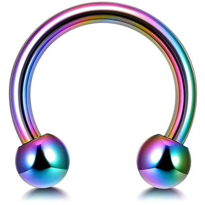 Horseshoe Earrings, Rainbow Nose Ring - Horseshoe Septum Ring - 00G, 0G, 1G, 2G, 4G, 6G, 8G, 10G, 12G, 14G 16G, 18G - Size 6mm to 19mm