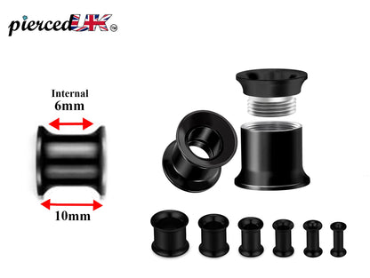 Steel Plugs, Double Flare Tunnels - Surgical Steel Plugs Earrings Threaded Piercing Tunnel for Ear Lobe Earring, Body Modification