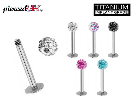 Titanium Labret Labret Stud, Labret Monroe with Multi Crystal Ball – Flatback Lip Piercing Jewelry – Labret Piercing for Lip, Chin.