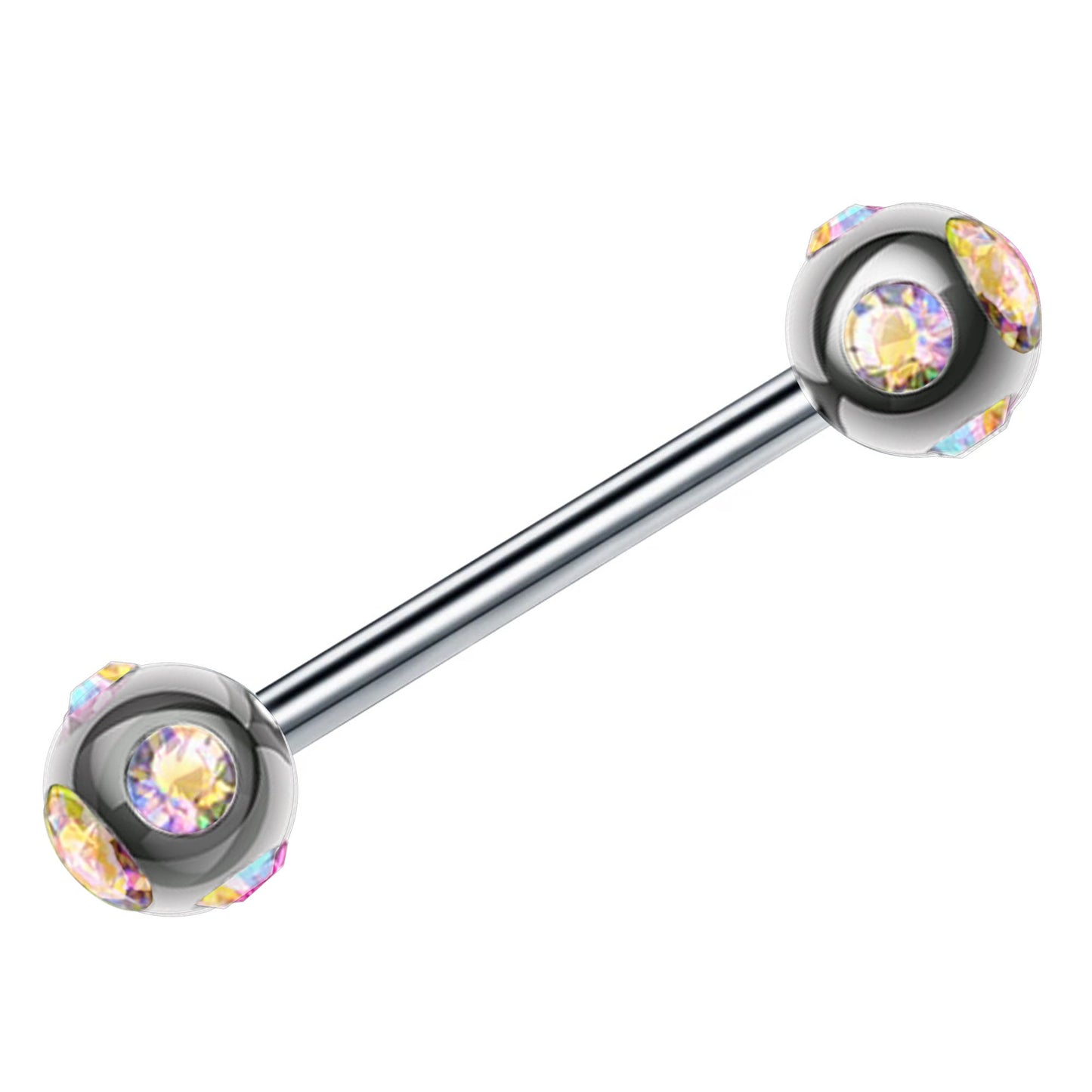 Titanium Barbell, Multi Stone Barbell Piercing – 16g, 14g – Piercing for Tongue, Nipple Piercing, Ears – Length from 6mm to 12mm