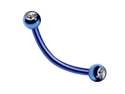 Curved Barbell, Daith Piercing – 18g, 16g, 14g  Eyebrow Piercing Jewelry in many Colors with Clear Crystal Top Gem Ball
