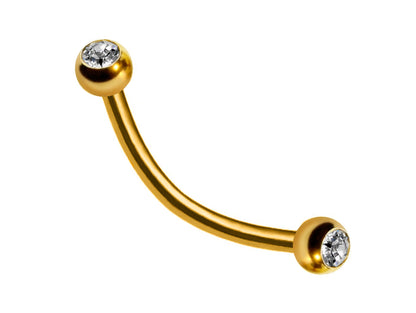 Curved Barbell, Daith Piercing – 18g, 16g, 14g  Eyebrow Piercing Jewelry in many Colors with Clear Crystal Top Gem Ball