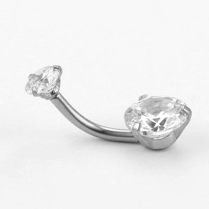 Belly Bar, Belly Button Rings - Internally Threaded top Gem Belly Button Piercing - 14g (1.6mm) 10mm - Prong Set AAA+ CZ Crystals