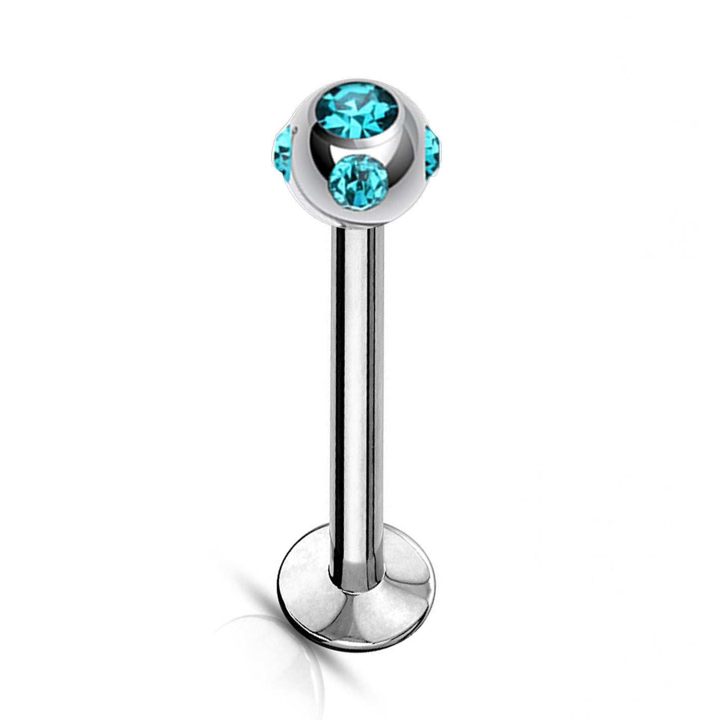 Titanium Labret Stud, Labret Earring Piercing with Multi Stone Crystal Ball – 16g, 14g Labret Bar for Lip, Chin, Tragus, Helix and More