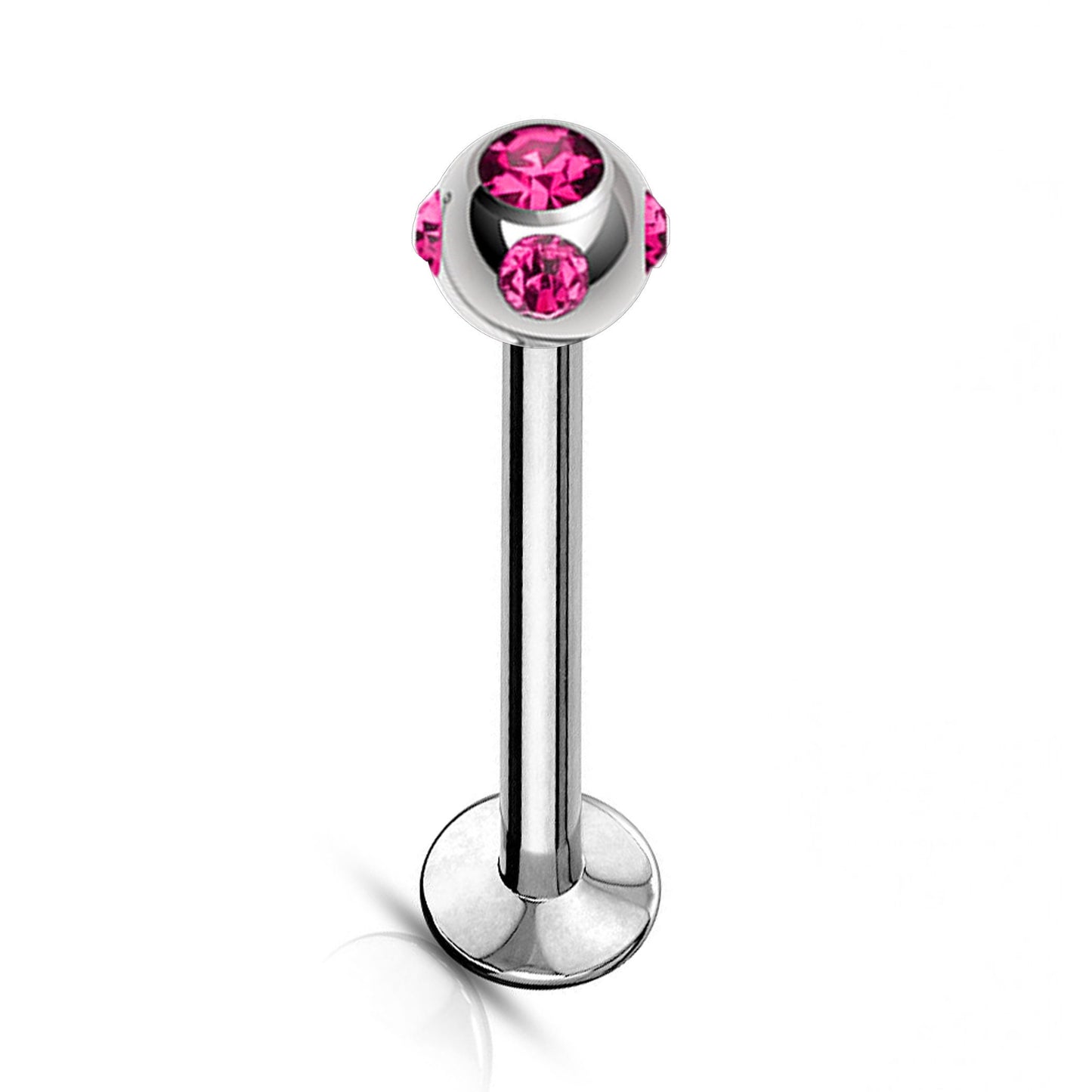 Titanium Labret Stud, Labret Earring Piercing with Multi Stone Crystal Ball – 16g, 14g Labret Bar for Lip, Chin, Tragus, Helix and More