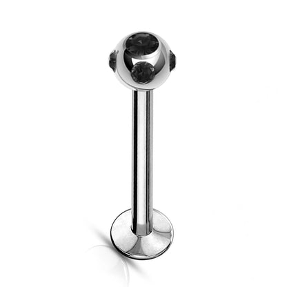 Labret Lip Stud, Labret Earring Piercing with Multi Stone Crystal Ball – 16g Labret Bar for Lip, Chin, Tragus, Helix and More