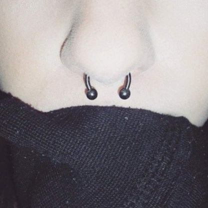 Black Horseshoe Septum Ring, Nose Ring - 2pcs Big Size Horseshoe piercing (CBB) - 10g to 00g size 12mm to 19mm - Internally Threading