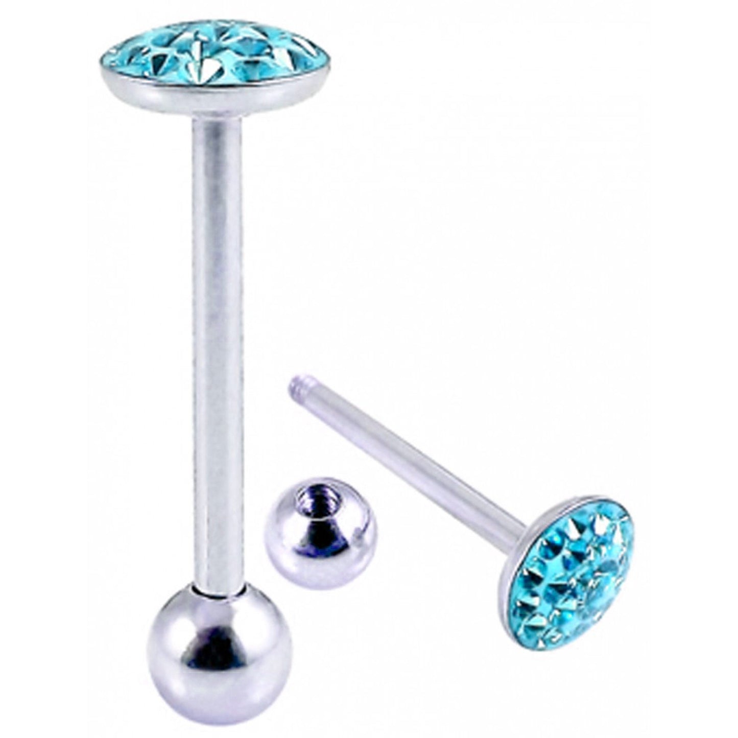Titanium Tongue Bar, Barbell Piercing - 14g (1.6mm) Tongue Barbell with Flat top Coated CZ Crystals