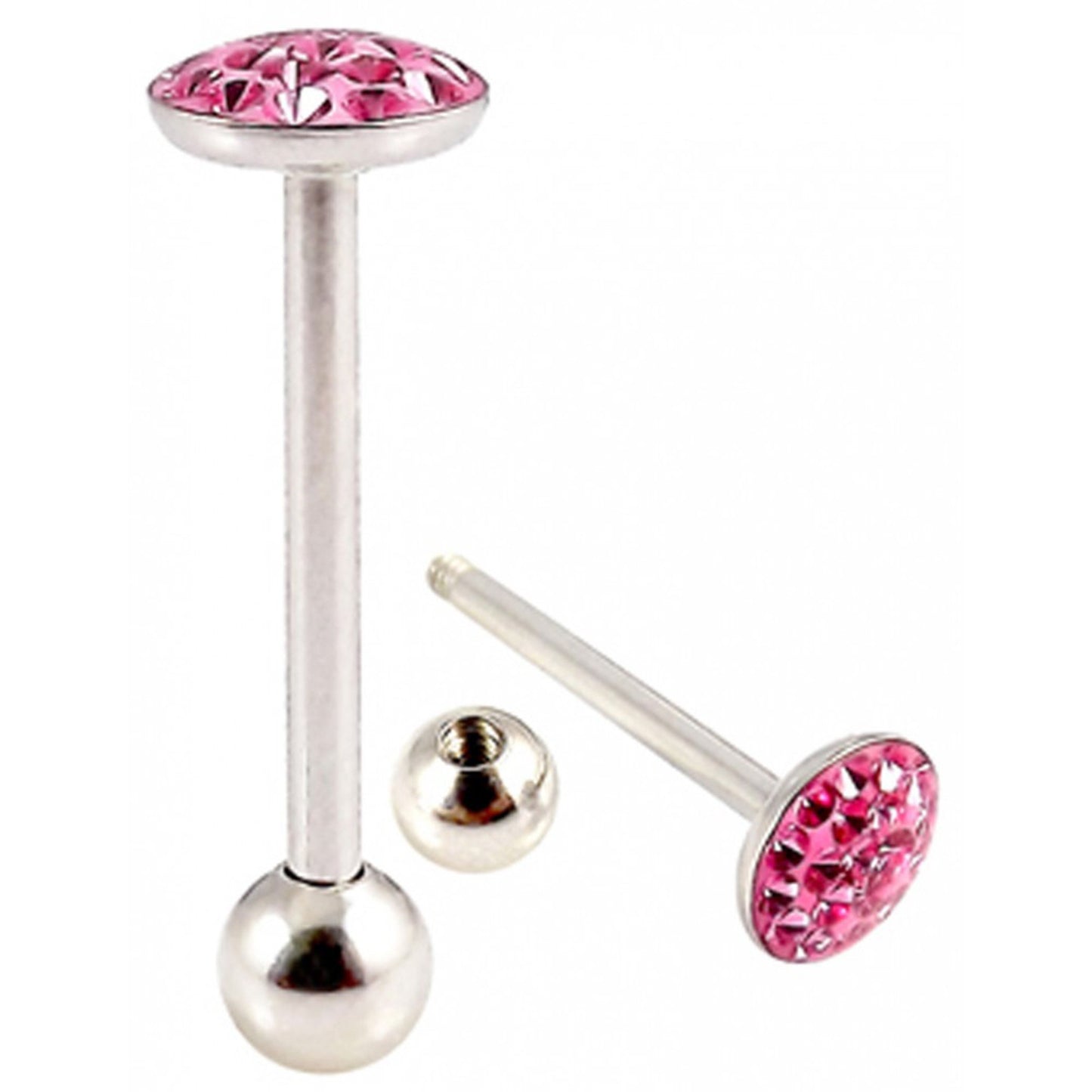 Titanium Tongue Bar, Barbell Piercing - 14g (1.6mm) Tongue Barbell with Flat top Coated CZ Crystals
