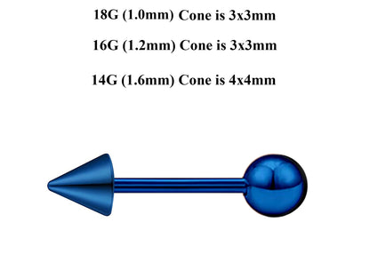 Teal Blue Barbell Stud, Industrial Piercing – Custom Barbell Piercing 18g, 16g, 14g Body Jewellery for Nipple, Eyebrow, Tongue Bar and More