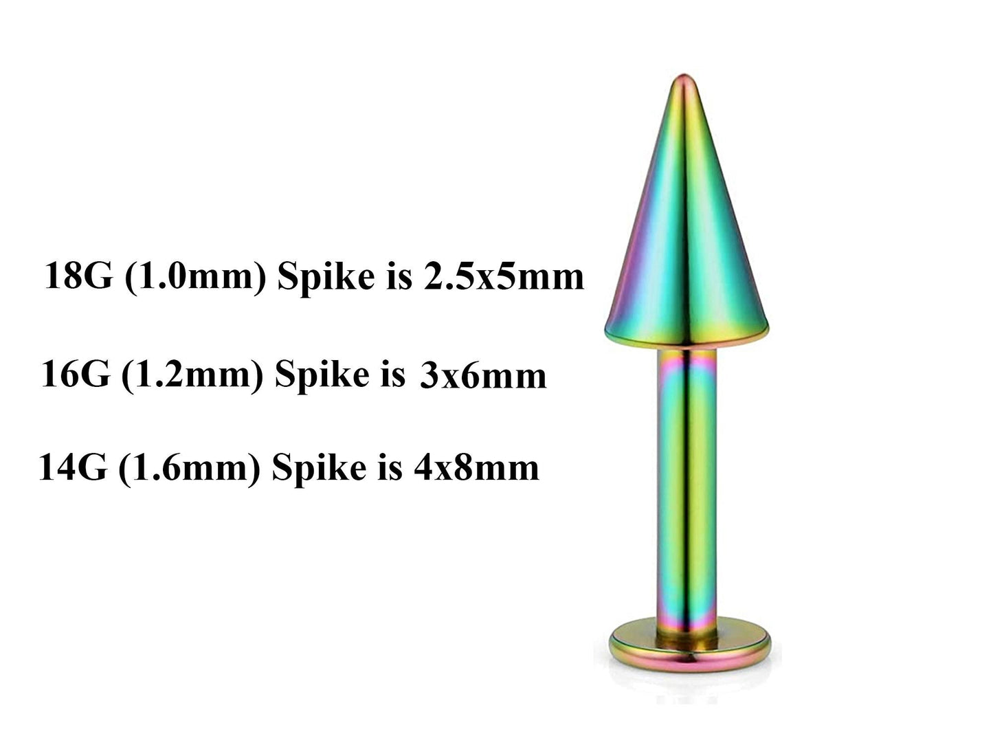 Rainbow Labret Stud, Labret Piercing – Custom Lip Labret 18g 16g 14g Labret Piercing for Lip, Chin and More – Choose Top Ball in the Options