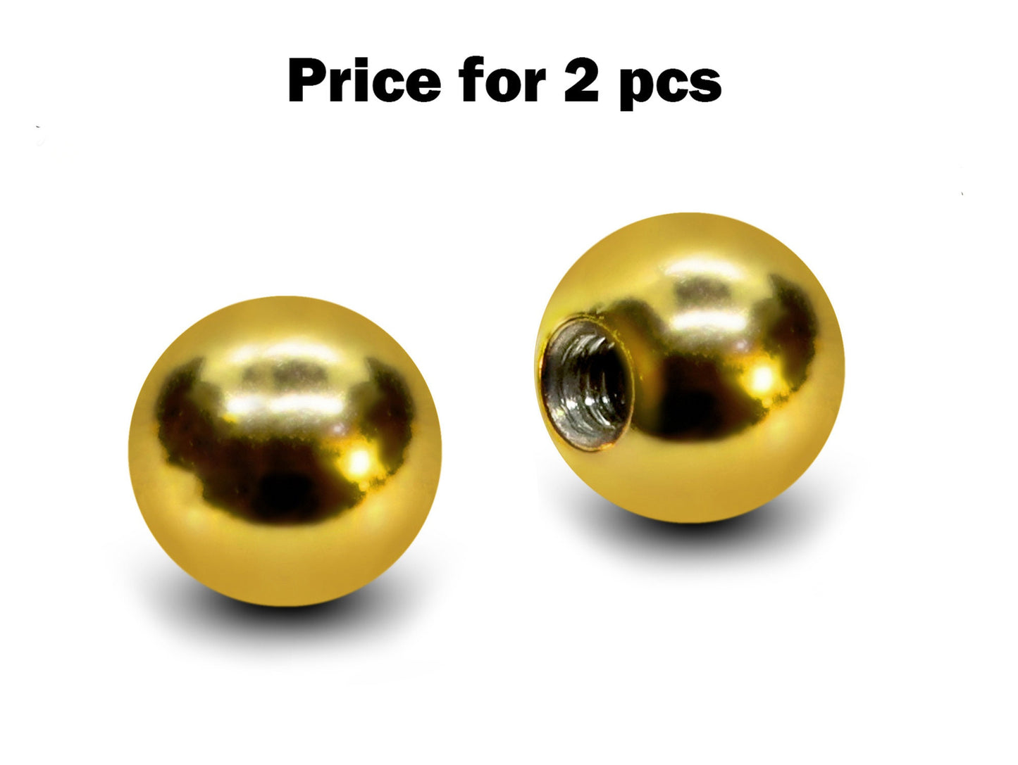 Plain Ball Replacement Piercing Parts, Loose Part – 1 Pair (2pcs) Attachment for lip labret, Barbell, Septum ring, Curved Barbell