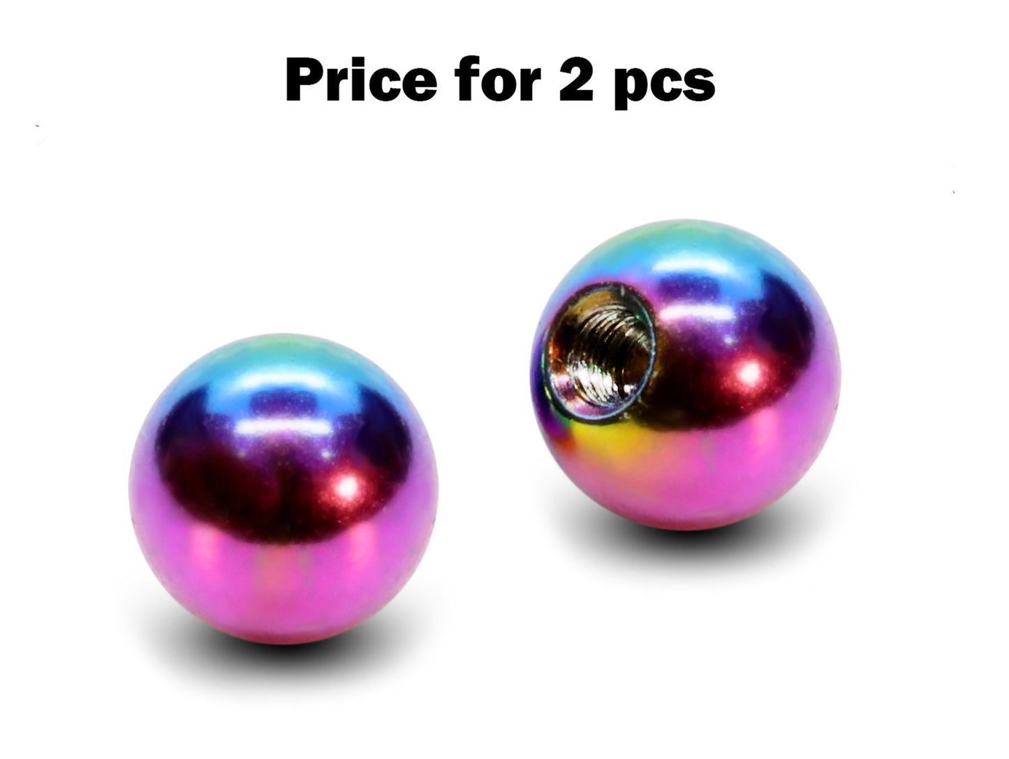 Plain Ball Replacement Piercing Parts, Loose Part – 1 Pair (2pcs) Attachment for lip labret, Barbell, Septum ring, Curved Barbell