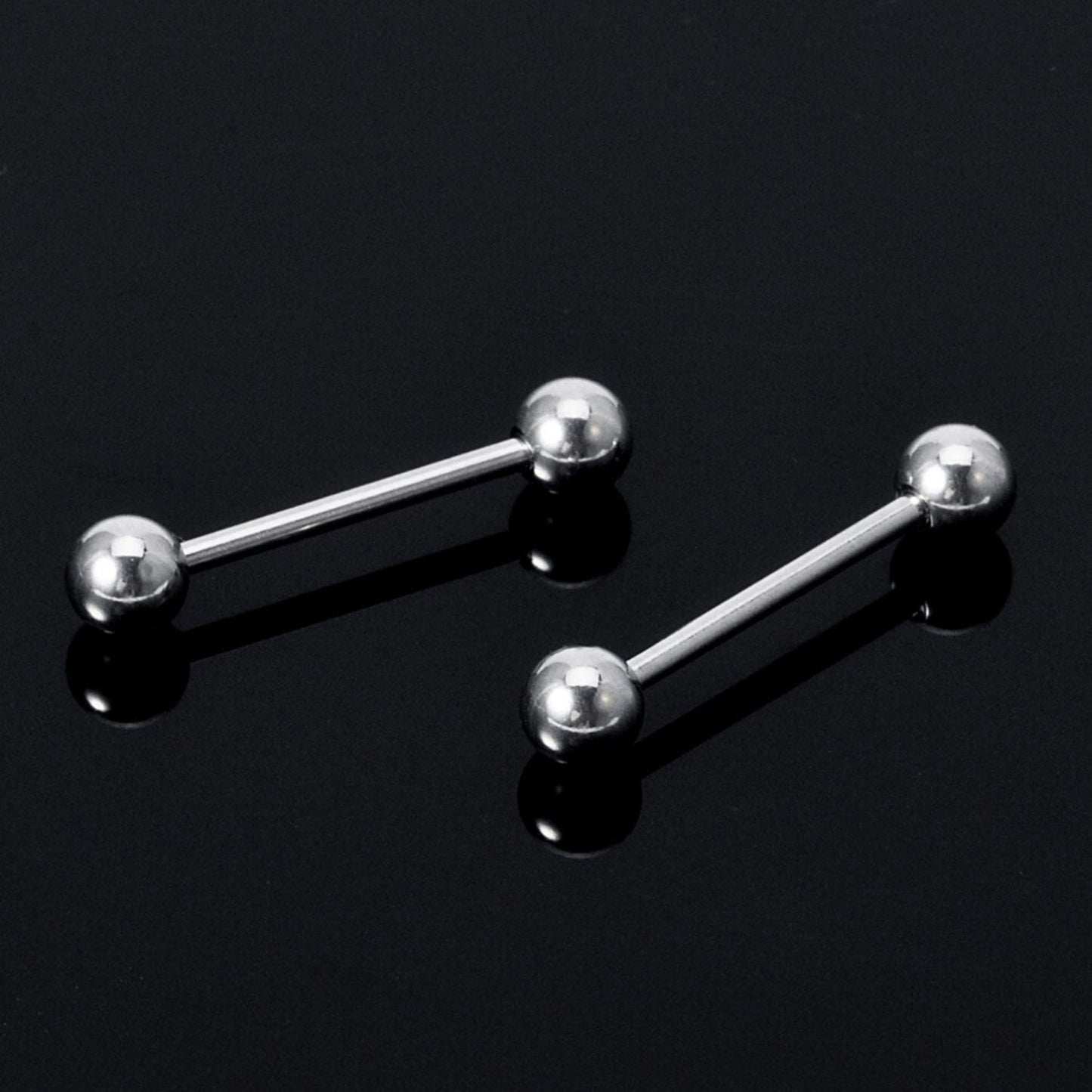 Barbell Piercing - Industrial - Barbell Stud – 18g, 16g, 14g – 2pcs Piercing for Tongue, Nipple Piercing, Ear, Tragus, Helix –  6mm to 44mm