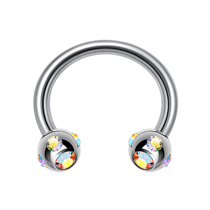 Titanium Nose Ring, Multi Stone Circular Barbell - 16G, 14G - Sizes 6mm to 16mm - Piercing for Nose, Eyebrow, Ears, Lip Ring, Nipple.