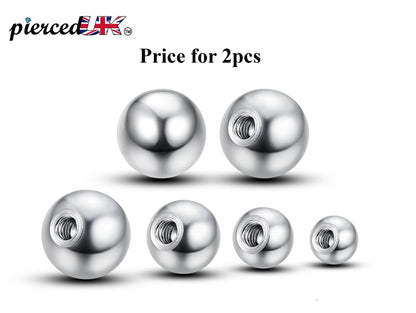 Body Jewelry Replacement Balls, Piercing kit - (2pcs) Loose parts for Barbells, Horseshoe Piercing, Curved Barbell, Labrets, Septum Rings