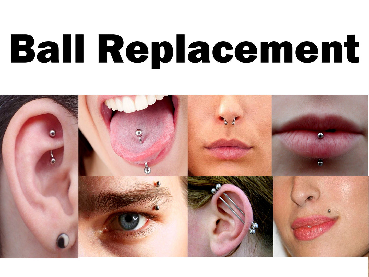 Body Jewelry Replacement Balls, Piercing kit - (2pcs) Loose parts for Barbells, Horseshoe Piercing, Curved Barbell, Labrets, Septum Rings