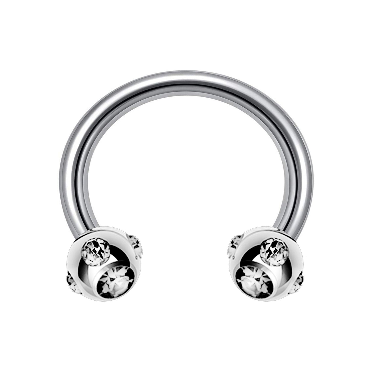 Titanium Nose Ring, Multi Stone Circular Barbell - 16G, 14G - Sizes 6mm to 16mm - Piercing for Nose, Eyebrow, Ears, Lip Ring, Nipple.