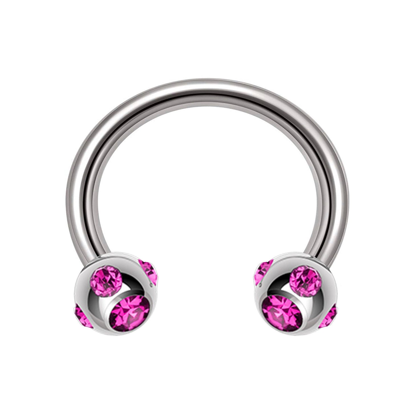 Titanium Nose Ring, Multi Stone Circular Barbell - 16G, 14G - Sizes 6mm to 16mm - Piercing for Nose, Eyebrow, Ears, Lip Ring, Nipple.