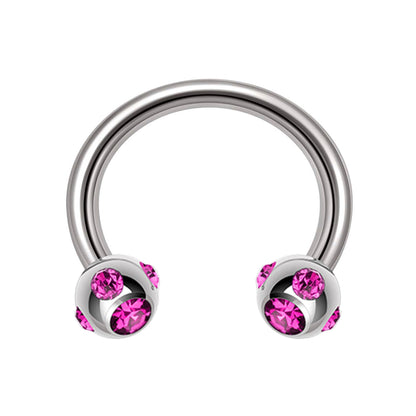 Titanium Nose Ring, Multi Stone Circular Barbell - 16G, 14G - Sizes 6mm to 16mm - Piercing for Nose, Eyebrow, Ears, Lip Ring, Nipple.