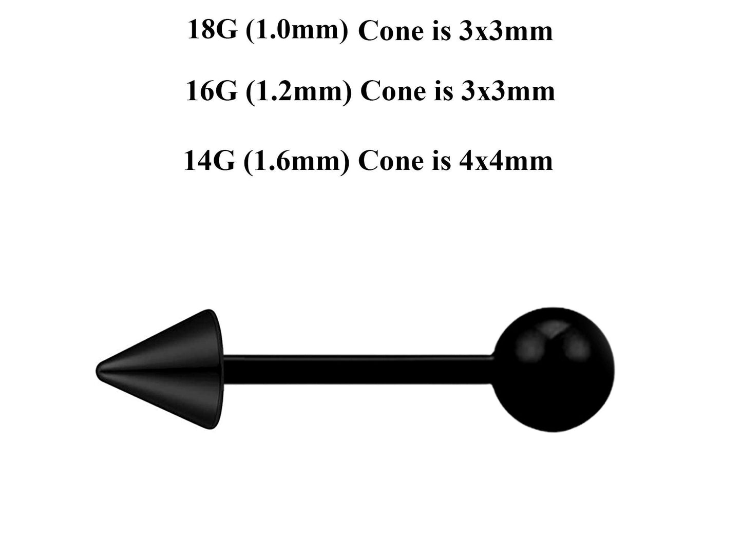 Black Barbell Stud, Industrial Piercing – Custom Barbell Piercing 18g, 16g, 14g Body Jewellery for Nipple, Eyebrow, Tongue Bar and More