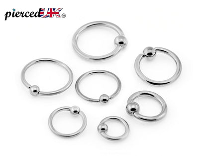 Captive Bead Ring, Captive Ball Earrings – Piercings for Ear, Septum Ring, Lip, Nipple Ring – Gauge 18g to 0g – Big Gauge with Spring Ball
