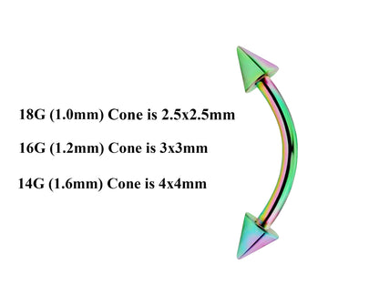 Rainbow Curved Barbell, Lip Piercing – Custom Bent Barbell 18g 16g 14g Piercing for Daith, Vertical Labret and More