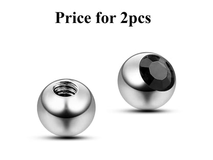 Replacement Piercing Parts, Loose Part – 1 Pair (2pcs) Gem Ball Crystal Attachment for lip labret, Barbell, Septum ring, Curved Barbell