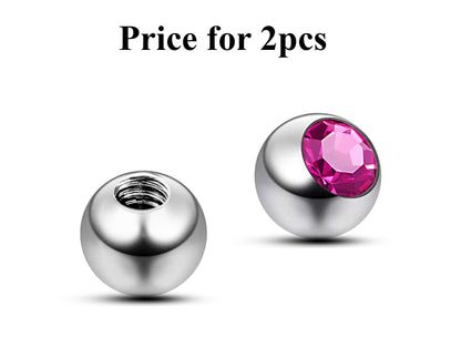 Replacement Piercing Parts, Loose Part – 1 Pair (2pcs) Gem Ball Crystal Attachment for lip labret, Barbell, Septum ring, Curved Barbell