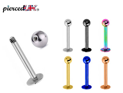 Lip Labret, Labret Stud – Flatback Lip Piercing available in many Colours Labret Jewelry – 18g, 16g, 14g Labret Piercing for Lip and Ears.