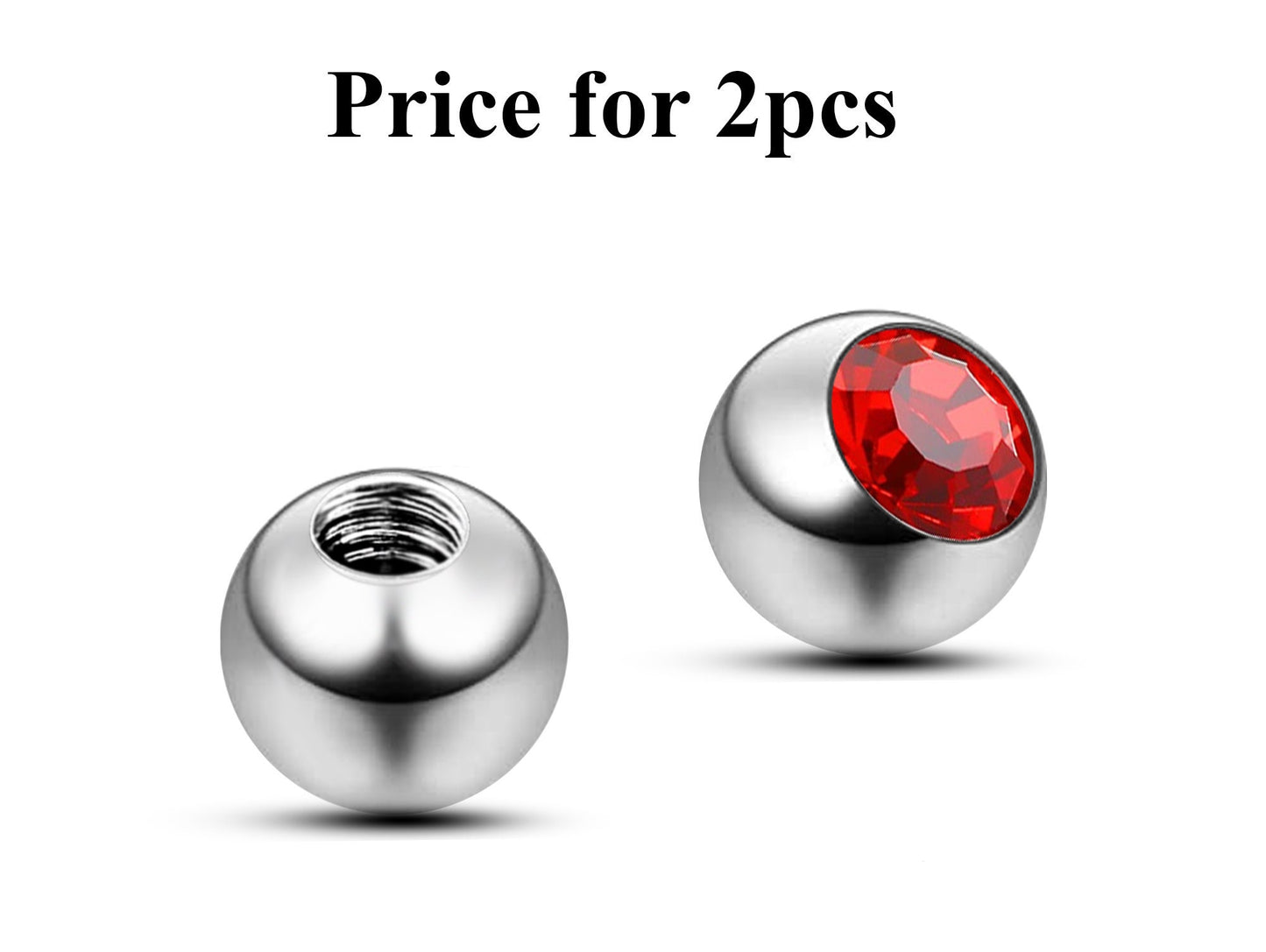 Replacement Piercing Parts, Loose Part – 1 Pair (2pcs) Gem Ball Crystal Attachment for lip labret, Barbell, Septum ring, Curved Barbell