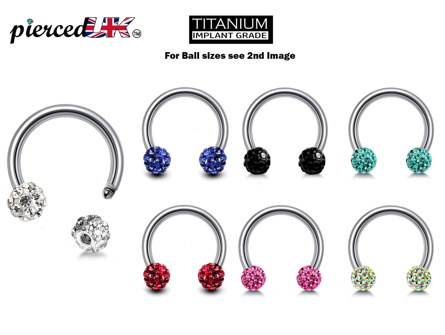 Titanium Septum Ring, Circular Barbell with Disco Balls - 18G, 14G, 16G - Sizes 6 to 16mm Piercing for Nose, Eyebrow, Ears, Lip Ring, Nipple