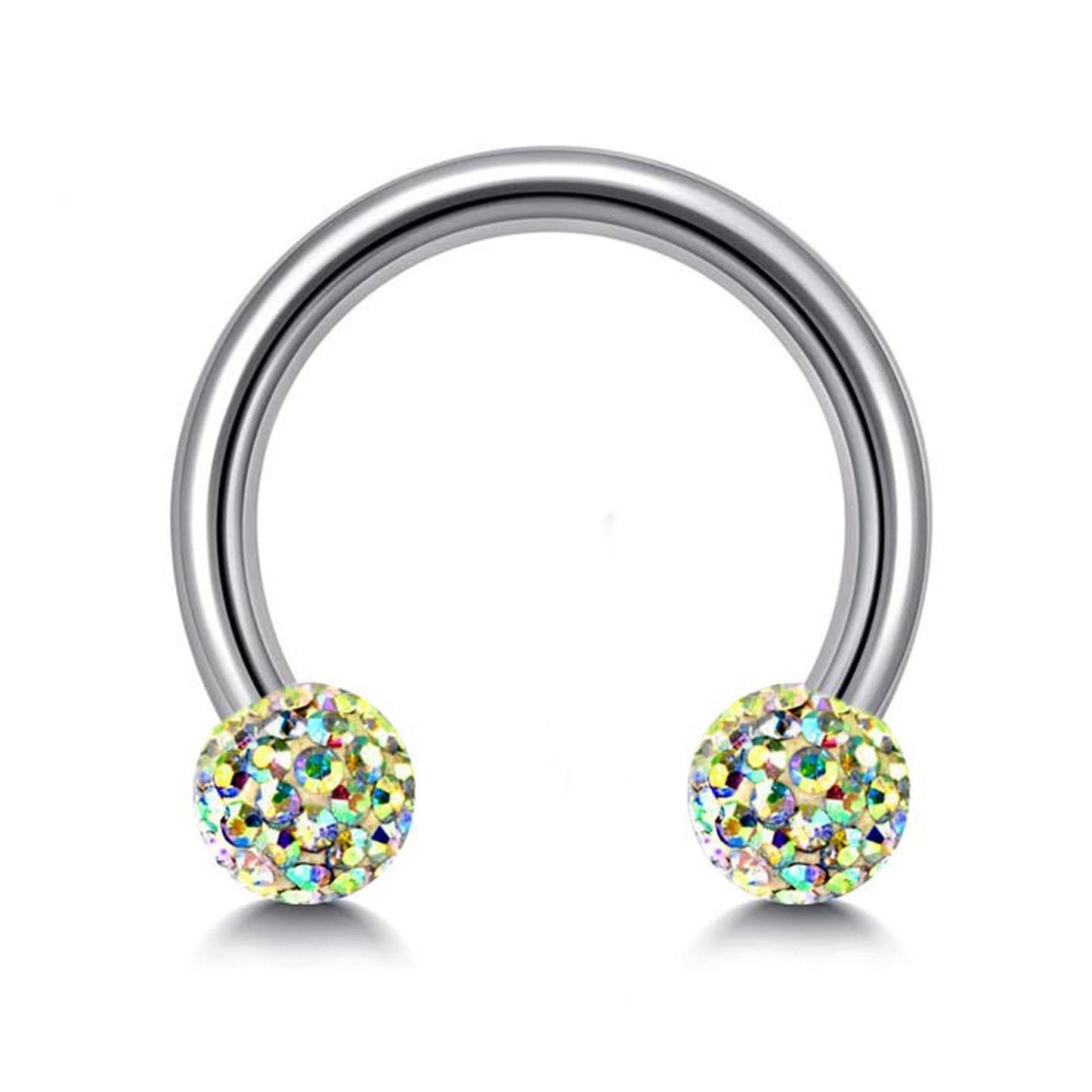 Titanium Septum Ring, Circular Barbell with Disco Balls - 18G, 14G, 16G - Sizes 6 to 16mm Piercing for Nose, Eyebrow, Ears, Lip Ring, Nipple