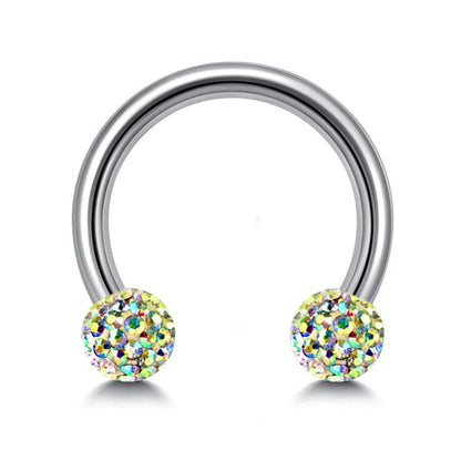 Titanium Septum Ring, Circular Barbell with Disco Balls - 18G, 14G, 16G - Sizes 6 to 16mm Piercing for Nose, Eyebrow, Ears, Lip Ring, Nipple