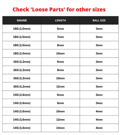 Titanium Curved Barbell, Banana Piercing – 18g 16g 14g Bent Barbell Piercing for Eyebrow, Nipple, Ear, Helix, Tragus, Cartilage and More