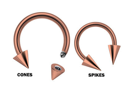 Cone / Spike Barbell Piercing, Horseshoe Septum Ring with many Colours - 18G, 16G, 14G - Piercing for Nose, Eyebrow, Ears, Lip Ring, Nipple.