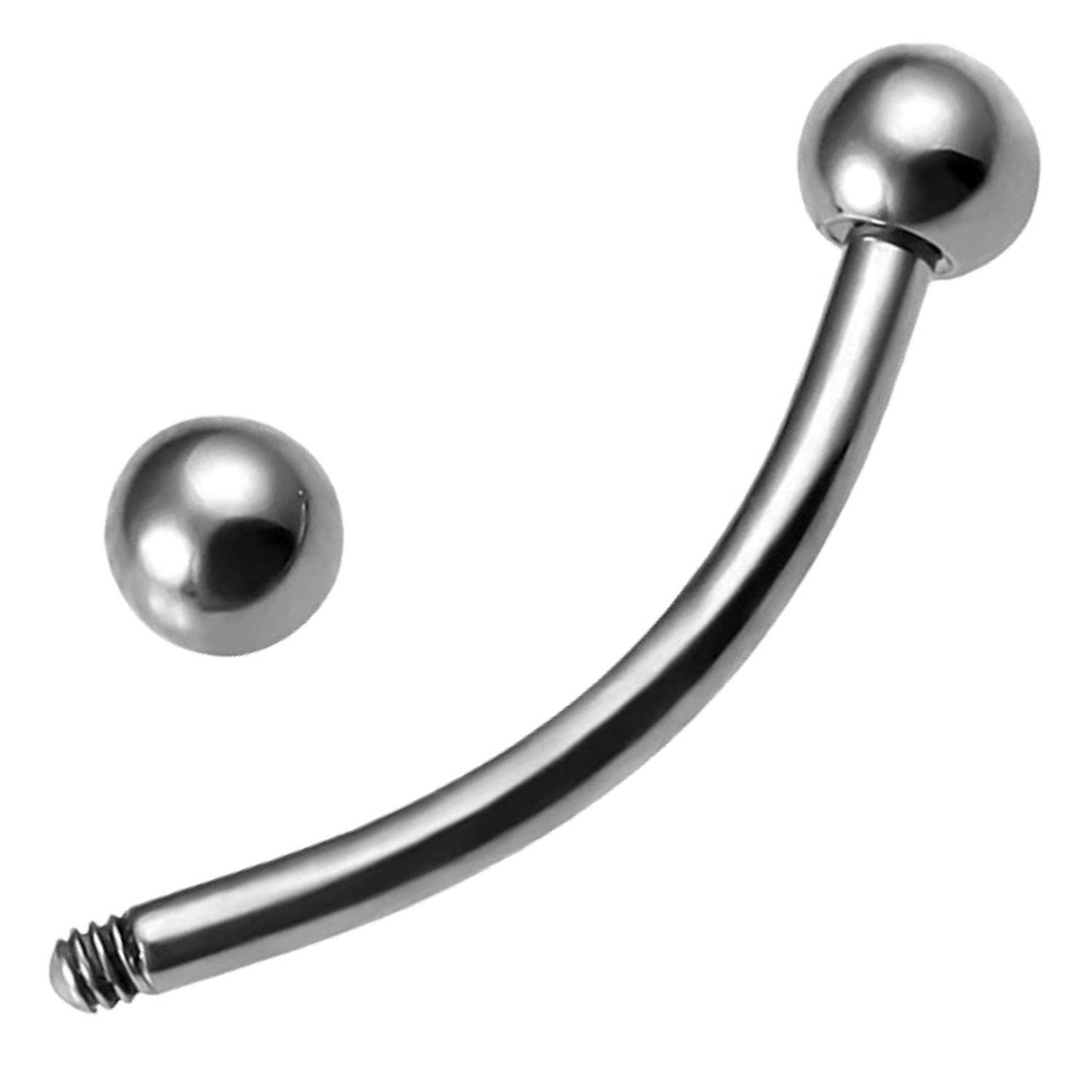 Titanium Curved Barbell, Banana Piercing – 18g 16g 14g Bent Barbell Piercing for Eyebrow, Nipple, Ear, Helix, Tragus, Cartilage and More