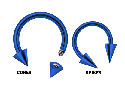 Cone / Spike Barbell Piercing, Horseshoe Septum Ring with many Colours - 18G, 16G, 14G - Piercing for Nose, Eyebrow, Ears, Lip Ring, Nipple.