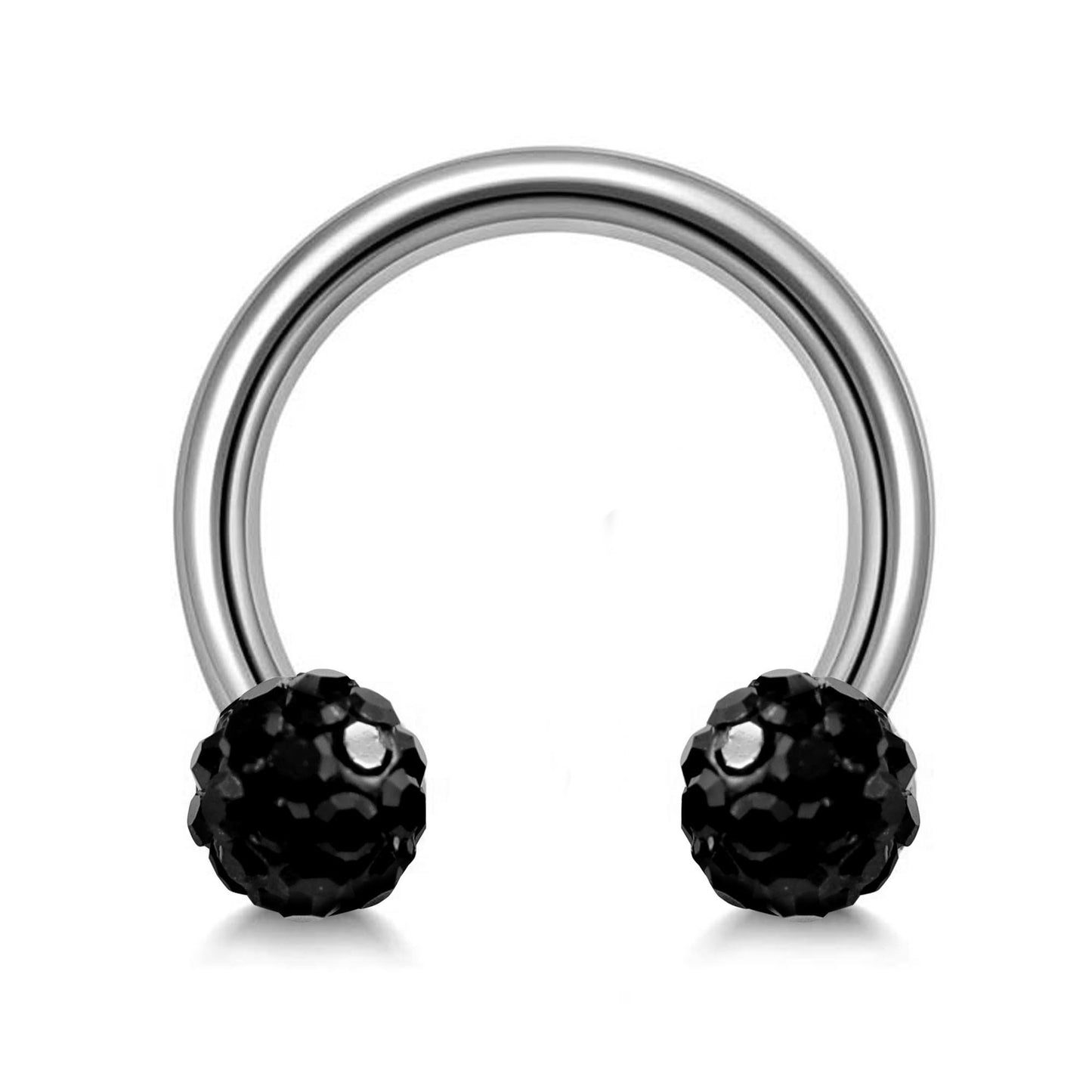 Titanium Septum Ring, Circular Barbell with Disco Balls - 18G, 14G, 16G - Sizes 6 to 16mm Piercing for Nose, Eyebrow, Ears, Lip Ring, Nipple
