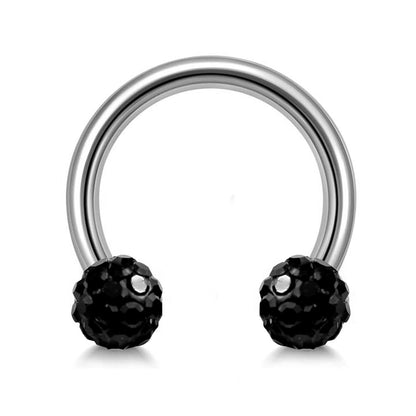 Titanium Septum Ring, Circular Barbell with Disco Balls - 18G, 14G, 16G - Sizes 6 to 16mm Piercing for Nose, Eyebrow, Ears, Lip Ring, Nipple